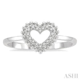 1/10 Ctw Petite Heart Round Cut Diamond Stackable Fashion Ring in 10K White Gold